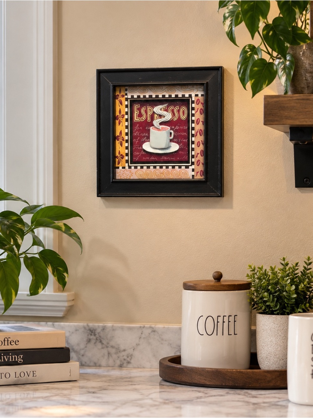 Vintage Espresso 3D Framed Wall Art Coffee Cup Kitchen Cafe Decor 7.75”